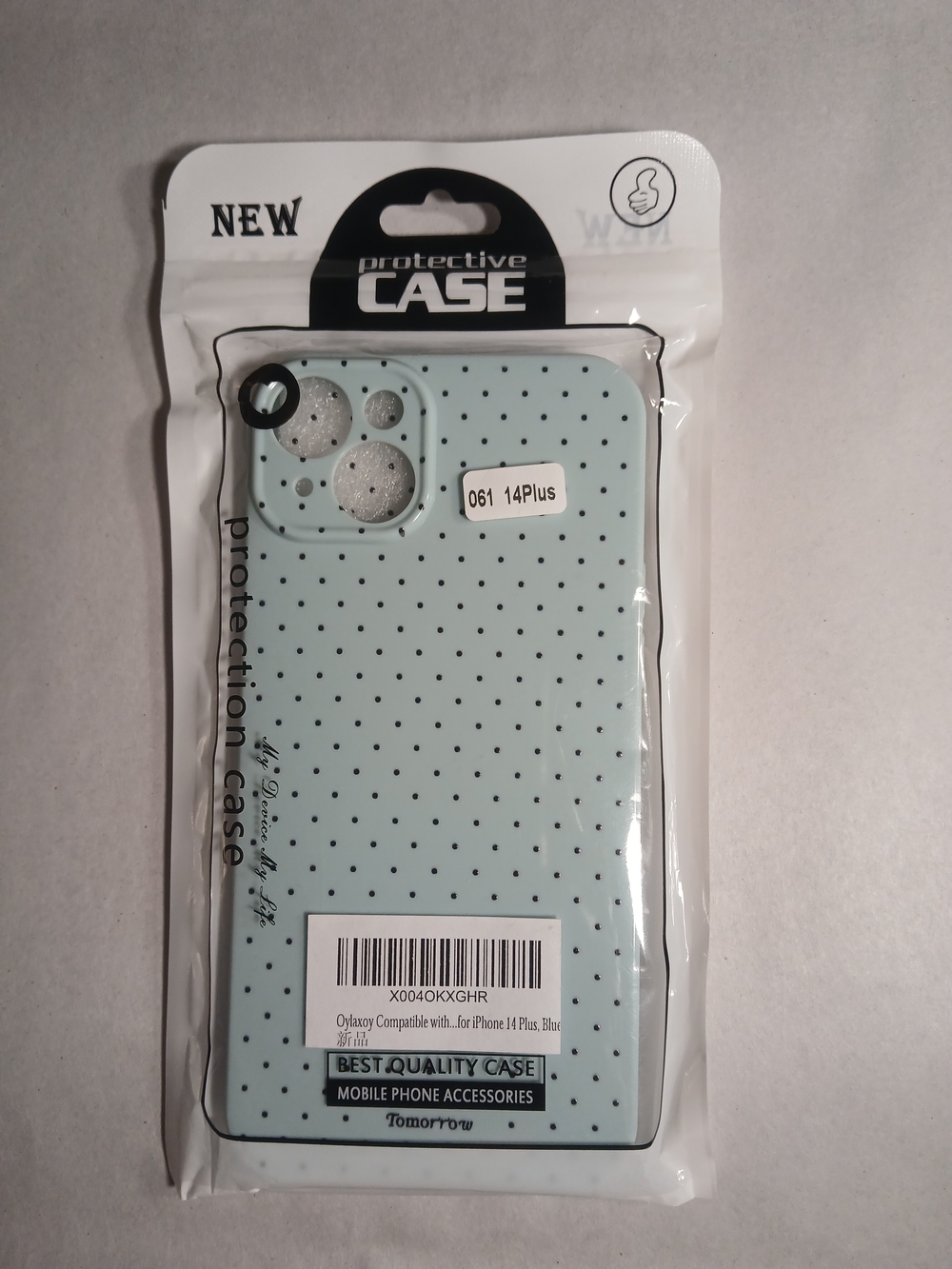 Protective Case for iPhone 14 Plus - Light Blue Polka Dot   New